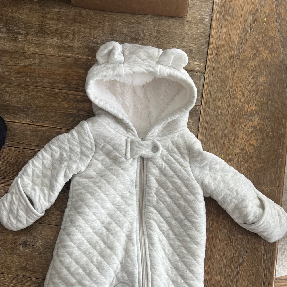 Adorable Gray Quilted Baby Onesie with Ears